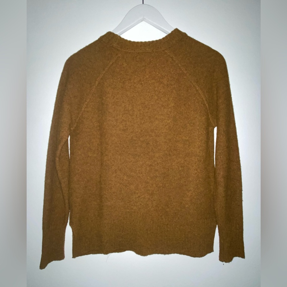 J. Crew Women's Wool Cable Knit Fisherman Mustard Brown Crewneck Sweater XS - Picture 7 of 11